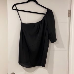Club Monaco Black One Shoulder Top